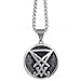 ELFASIO Men Pendant Necklace Stainless Steel Sigil of Lucifer Seal of Satan Baphomet Chain Jewelry 30 inch