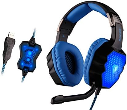 USB Gaming headset, SADES A70 Over-Ear Stereo Gaming Headset for Computer Wired Headsets with Microphone for laptop/PC/MAC (Black)
