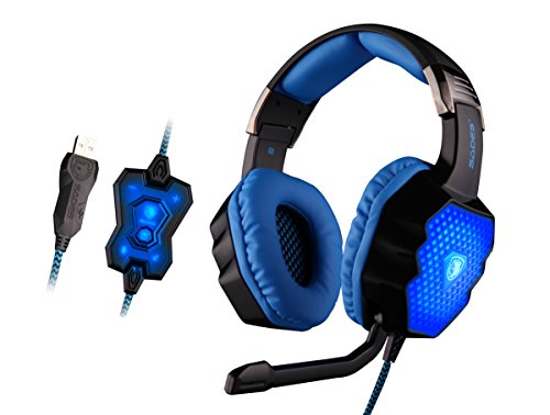 USB Gaming headset, SADES A70 Over-Ear Stereo Gaming Headset for Computer Wired Headsets with Microphone for laptop/PC/MAC (Black)