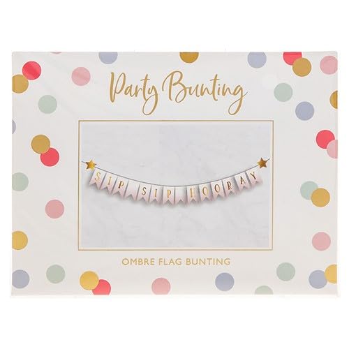 Sip Sip Hooray Foiled Paper Flag & Ribbon Mini Party Bunting Party Decorations 62282
