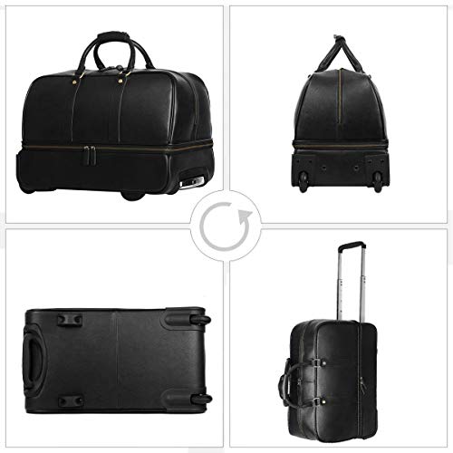 Men's Leather Luggage Wheeled Duffle Leather Travel Bag (Black) Buy Online in UAE. Luggage