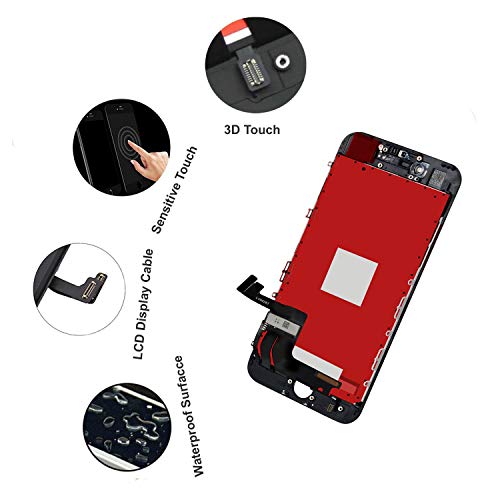 for iPhone 7 Screen Replacement Black Touch Screen Digitizer LCD Display for iPhone 7 Frame with Repair Tools (iPhone 7, Black) - Thumbnail 3