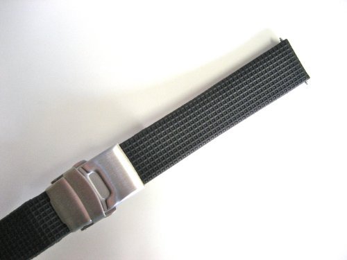 Speidel 18mm Black Rubber Sport Deployment Buckle Clasp Watch Band Strap