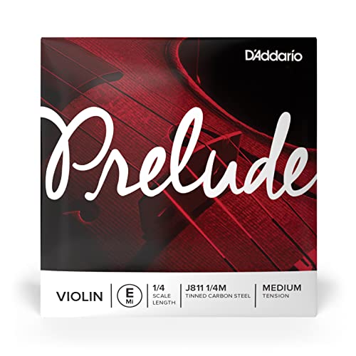 DAddario Prelude Violin Single E String, 1/4 Scale, Medium Tension