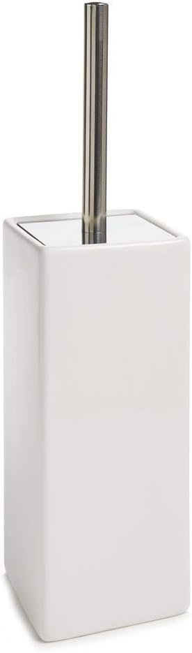 Elegant Living Classic Ceramic White Toilet Brush with Chrome Handle (Square)