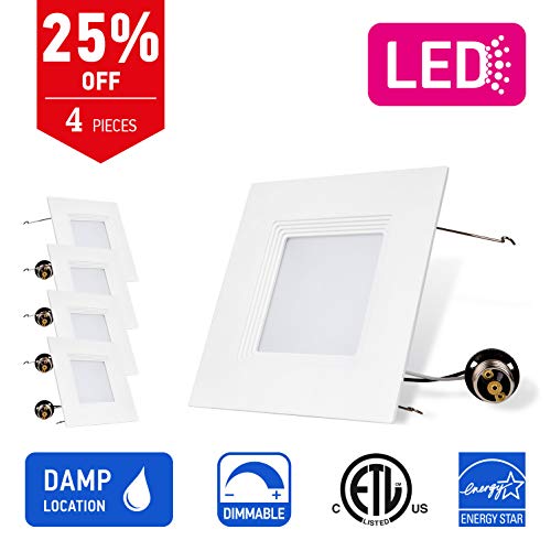 OSTWIN (4 Pack) 6 Inch Dimmable LED Baffle Downlight Recessed Retrofit Kit Lighting Fixture, LED Ceiling Can Light, 16,5W (120W Replacement) 1304 Lm, 5000K Daylight, Energy Star & ETL