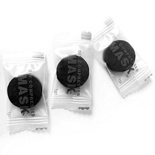 NYKKOLA Disposable Facial Mask, DIY Natural Bamboo Charcoal Compressed Facial Mask Sheet Masque, Black (50Pack)