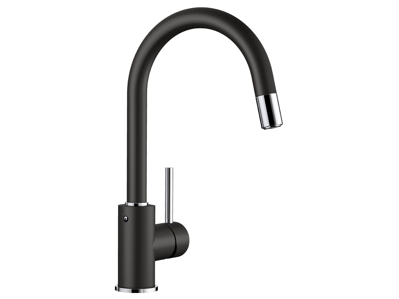 BLANCO Mida-S | Kitchen Mixer tap in silgranit Black | High-Pressure | with Pull-Out Hose | Non-Return Valve | Ceramic Cartridge | Assured Water Quality & Water-Saving | [10.8x22.3x33.6 cm]