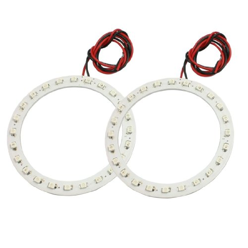 SODIAL(R) 2 Pcs 80mm Dia Red 24 SMD LED Car Headlight Angel Eyes Ring Light