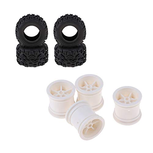 B Blesiya Pack of 8pcs Rubber Wheel Tire Hubs for 1/24 Monster Truck A212, RC Vehicle Remote Control Car Spare Parts