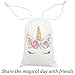 Birthday Unicorn Party Favor Bags Unicorn Candy Bags Gift Unicorn Treats Gift Bags for Girls Birthday Unicorn Party Bag Durable Canvas Unicorn Party Supplies Pack of 12