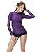 Tesla TM-FSZ04-PPL_Large Women's UPF 50+ Half-Zip Front Long Sleeve Top Rashguard Swimsuit FSZ04