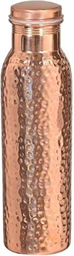 ETROVES Hammered Copper Bottle 900 Milliliter Water Capacity - Leak Proof Handmade Health Benefit Thermos Flask Ayurveda Water Bottle - Limited Stock