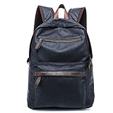 Womleys Waterproof Leather Laptop School Travel Backpack Hiking Daypack (Blue)