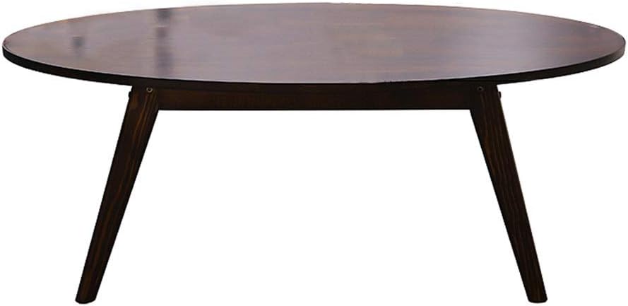 Living Room Coffee Table Simple Small Table Mini Simple Coffee Table Wooden Oval Coffee Table (Color : WALNUT, Size : 100X50X41CM)