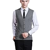 Zicac Men's Business Solid Button Knitwear Sweater Vest Sleeveless Knitted Waistcoat