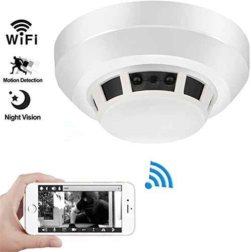 Night Vision Smoke Detector Camera, QUANDU WiFi Hidden Spy Camera DVR Mini Nanny Cam with Motion Detection for Home Security Surveillance Apps for iOS/Android/PC/Mac
