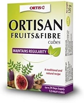 Ortis - Fruits &amp; Fibres with Rhubarb - 12 Chewable Cubes - 120g (Case of 12)