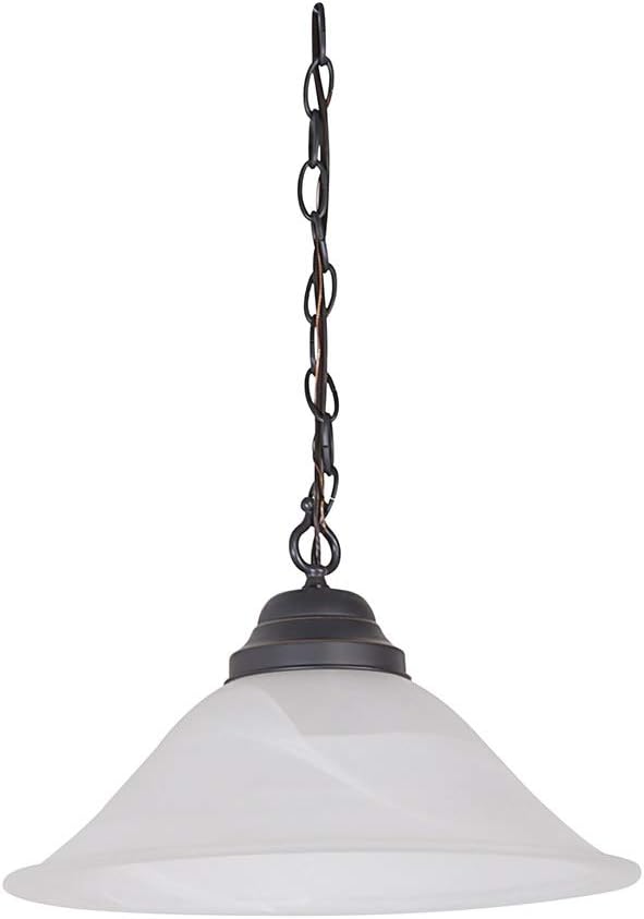 Design House 517664 Millbridge Traditional 1 Indoor Hanging Swag Light with Alabaster Glass Shade for Living Dining Room Bar Area, Oil Rubbed Bronze - Ceiling Pendant Fixtures - 