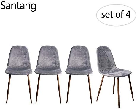 Santang Modern Dining Chairs, Grey Dining Chairs Dining Set of 4 Comfortable Cushion Seat and Back Lounge Dining Chair Grey Chair Velvet Dining Chairs