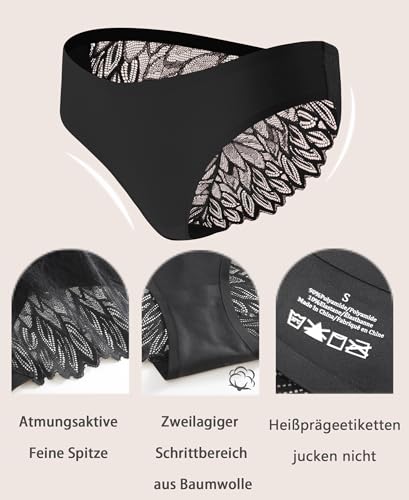 ALL OF SHE Seamless Underwear Women's Seamless Briefs Brazilian Lace Underpants Women's Briefs Women Seamless Pack of 6 Sexy Hipster Invisible Brazil Comfortable Panties, S-2XL