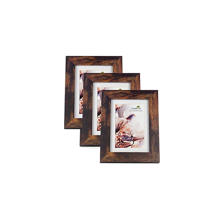 Scholartree Wooden Brown 5x7 Picture Frame 3 Set in 1 Pack or 5x7 Frame