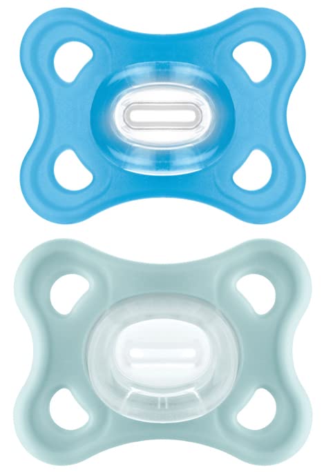 Photo 1 of MAM Comfort Baby Pacifiers, Lightweight One-Piece Full Silicone Binky for Newborns 3-12 Months, BPA-Free, Easy to Clean Pacifier, Best for Breastfed Babies, with Sterilizer Case, 2 Count Binkies