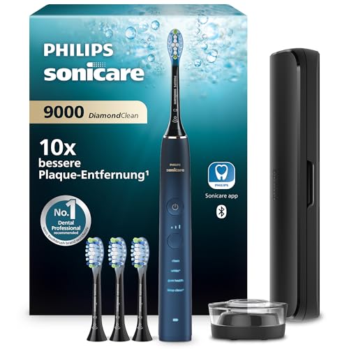 Philips Sonicare DiamondClean elektrische Zahnbürste der 9000er Serie – Schallzahnbürste, sauberere Zähne und Mundpflege mit 4x C3 Premium Plaque Defe