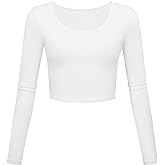 Long Sleeve Crop Tops for Women Workout Basic Clothes Fitted Slim Scoop Neck Cute Yoga Shirts