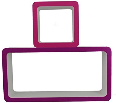 Simple Elegant Design 2PC Floating Wall Shelves Décor Display Perfectly Create More Extra Place For Room Display, Pink/Purple