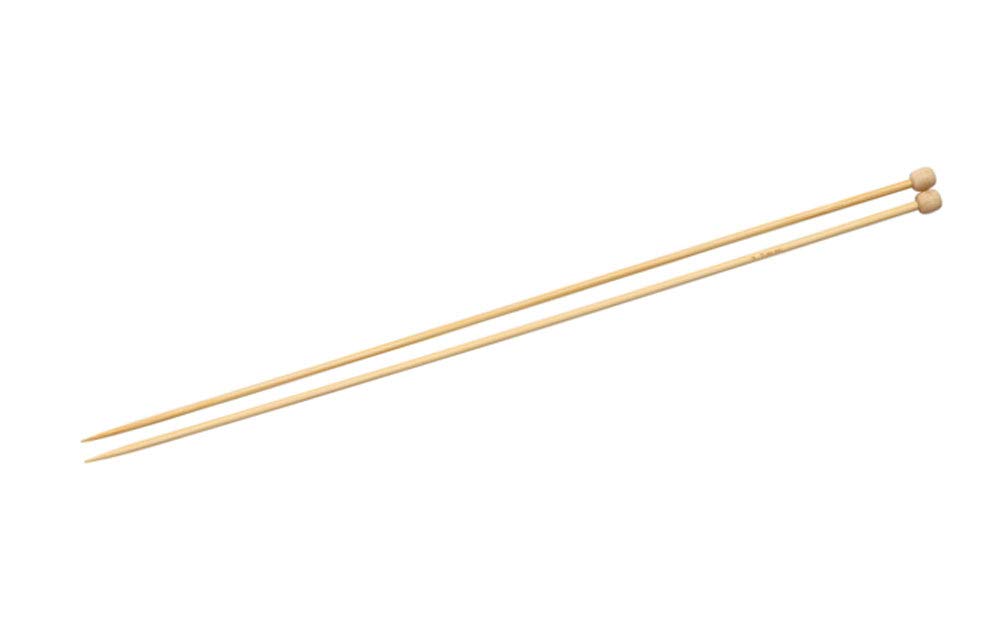 Glorex Set of 2 Bamboo Needles, 3.5 mm, Length 35 cm, for Easy and Comfortable Knitting, Multicoloured
