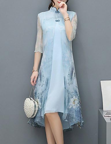 AMEA Women's Party Special Occasion Business Other Daily Vintage Chinoiserie Sophisticated Sheath Dress,Floral Stand Knee-length Asymmetrical? , 2xl
