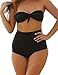 CENG MAU Women Vintage Retro Brazilian Ruched Butt High Waisted Bathing Bikini Bottoms