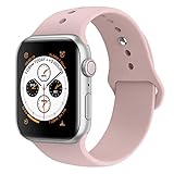 Yimzen Soft Silicone Sport iWatch Band Strap for Apple Watch Series 3 2 1 Sport & Edition 42mm S/M Pink Sand