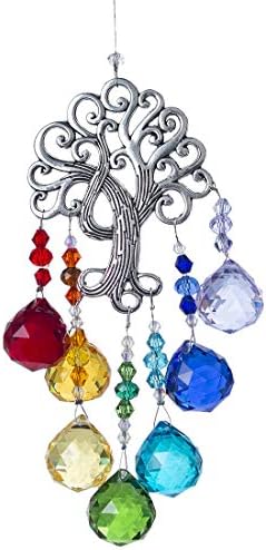 Tree Of Life Pendant Hanging Crystal Rainbow Maker Suncatcher Glass Ball Prism