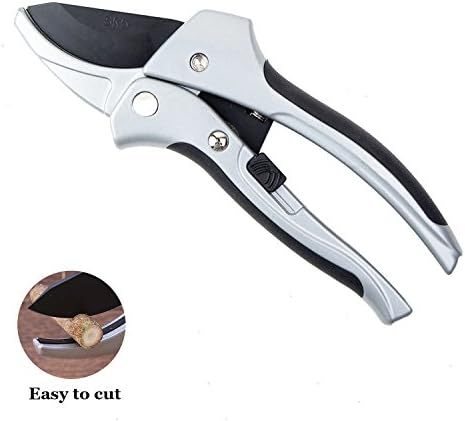 Mutiwin 8 inch Professional Hand Ratchet Pruning Shears, SK-5 Steel Blade, Sharp Anvil Pruner with Safety Lock, Less effort