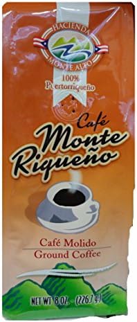 Cafe Monte Riqueño 8 Ounce Bag of Puerto Rican Ground Coffee (Includes 2 Envelopes of Sason Accent) by PRG