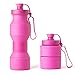 Asrisuk Sports Collapsible Water Bottle 27 oz, Folding BPA Free Silicone Water Bottle 800ml FDA Approved for Traveling, Camping, Hiking, Walking, Running (Pink)