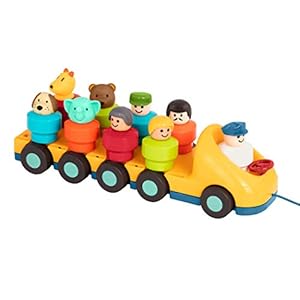 Battat Toy Bus for Toddlers, Educational Pull Toy with 9 Spinning Passengers, Learn and Sort Colors with Toddler Toys…