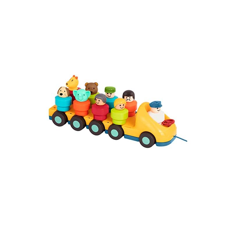 Battat Toy Bus for Toddlers, Educational Pull Toy with 9 Spinning Passengers, Learn and Sort Colors with Toddler Toys…