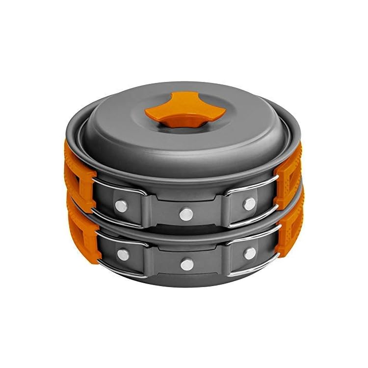 Gold Armour 10Pcs Camping Cookware Mess Kit Backpacking Gear & Hiking