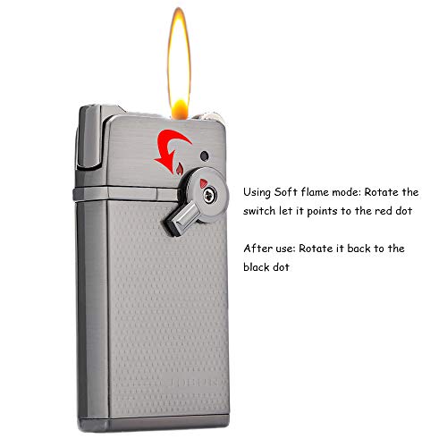 HUOWA Jet Torch Cigar Lighter Soft/Jet Flame Switchable Cigarette Lighter with Adjustable Flame Dial and Rotatable Switch, Butane Refillable for Tobacco Pipe & Cigar