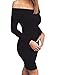 Allegrace Women Sexy Long Sleeve Off Shoulder Bodycon Bandage Party Club Dresses Black S
