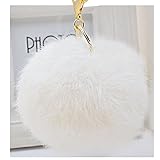WannaBi Gold Plated Keychain Cute Fur Ball Pom Pom Keychain for Car Key Ring Handbag Tote Bag Pendant Charm
