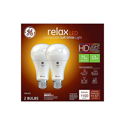 GE Lighting Relax LED HD Light Bulbs, 13 Watt (75 Watt Equivalent) Soft