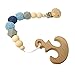 Tamy Bly Natural Wood & Silicone Pacifier Clip Teether, Teething Bracelet, Wooden Teethers, Wood Teething Rings,Updated Assembled Wood Teething Rattle|5pcs Baby Teether Toys Set|BPA Free|Anchor & Hugs