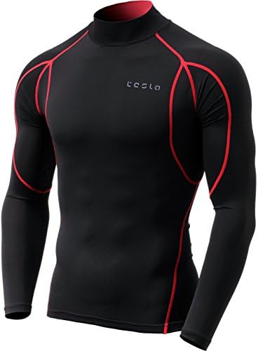 TM-MUT12-KKR_X-Small Tesla Men's Mock Long-Sleeved T-Shirt Cool Dry Compression Baselayer MUT12