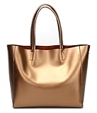 Covelin Women's Handbag Genuine Soft Leather Tote Shoulder Bag Hot Bronze