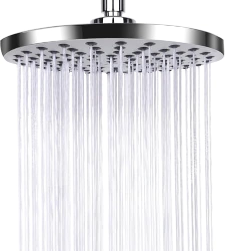 AiQInu Round Shower Head, 24.5 cm, Anti-Limescale Shower Head, Round High Pressure Shower Head in Stainless Steel 304, High Pressure Rain Shower Head