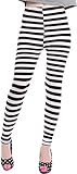 Women's Black and White Stripes Full Length Summer Leggings, Cross Stripe